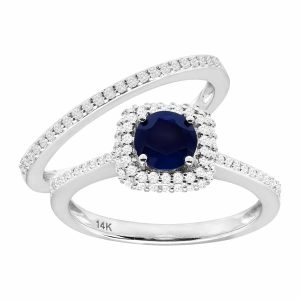 7/8 ct Sapphire & 1/2 ct Diamond Ring
